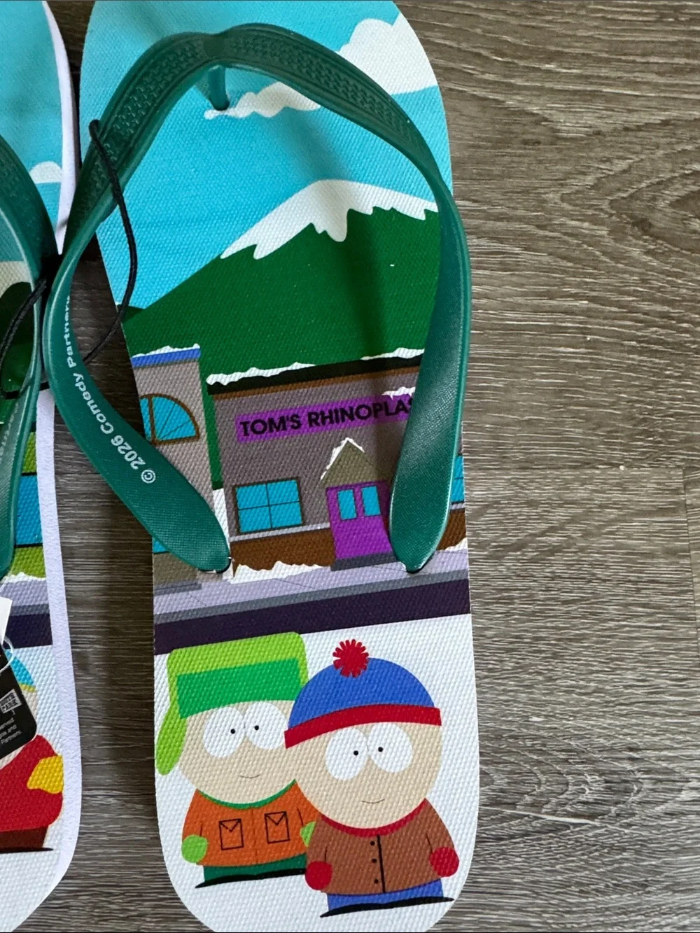 South Park Men or Women ' Teal & Green Character Flip Flops